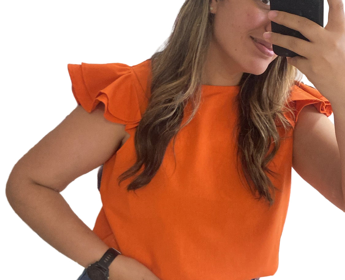 Volante orange en lino