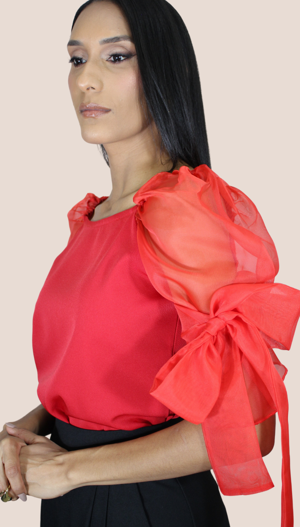 Lazada in red Blouse