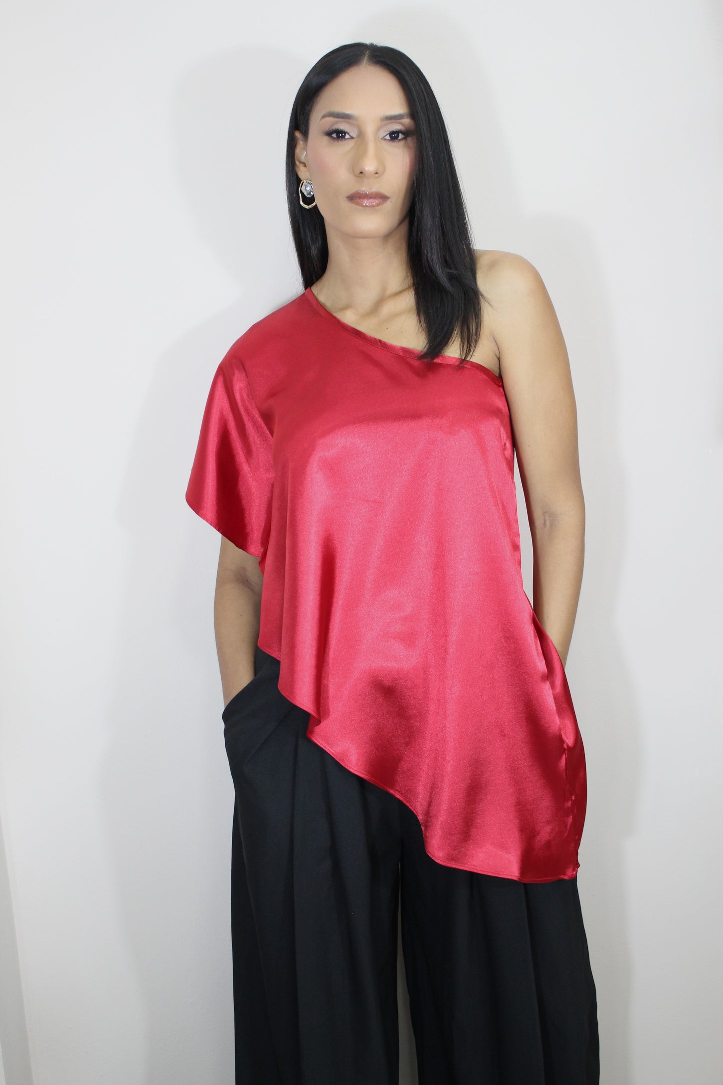 SATIN LONG ROJO