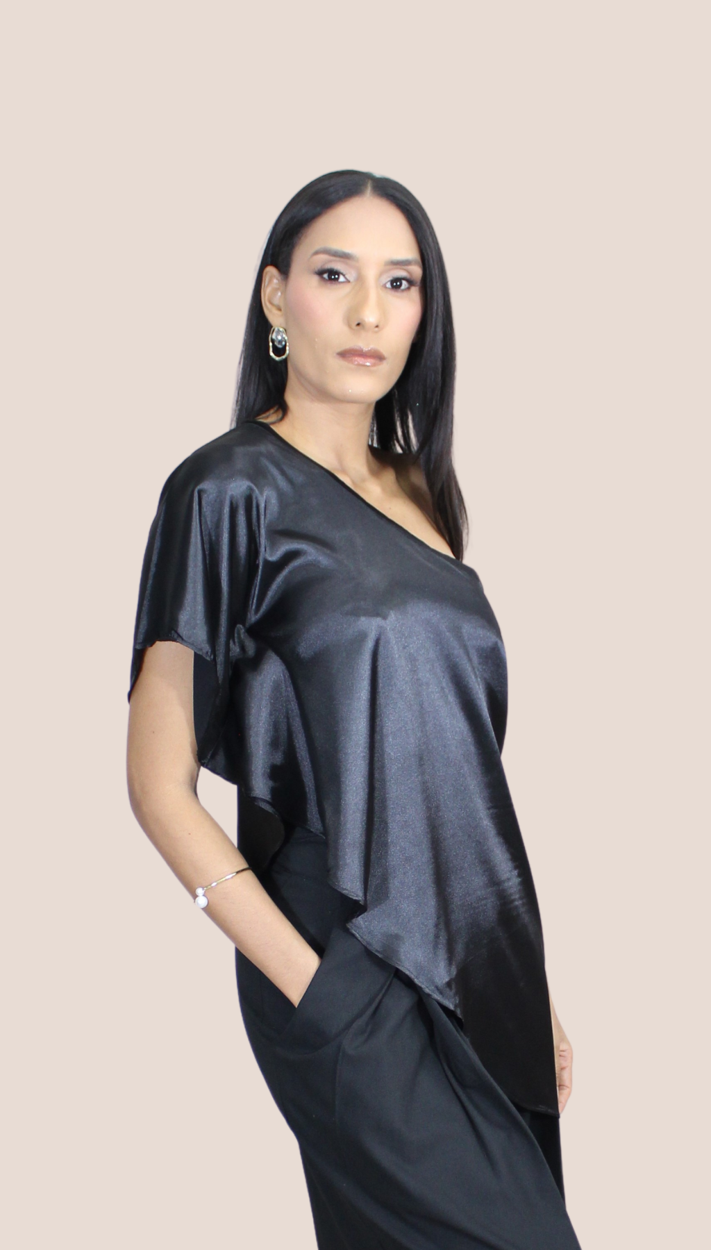 SATIN LONG NEGRO