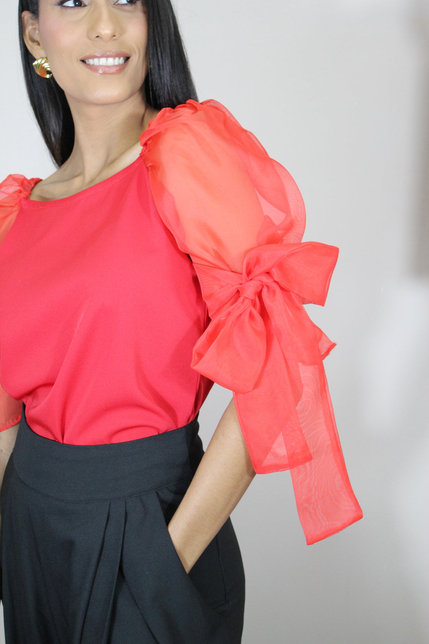 Lazada in red Blouse