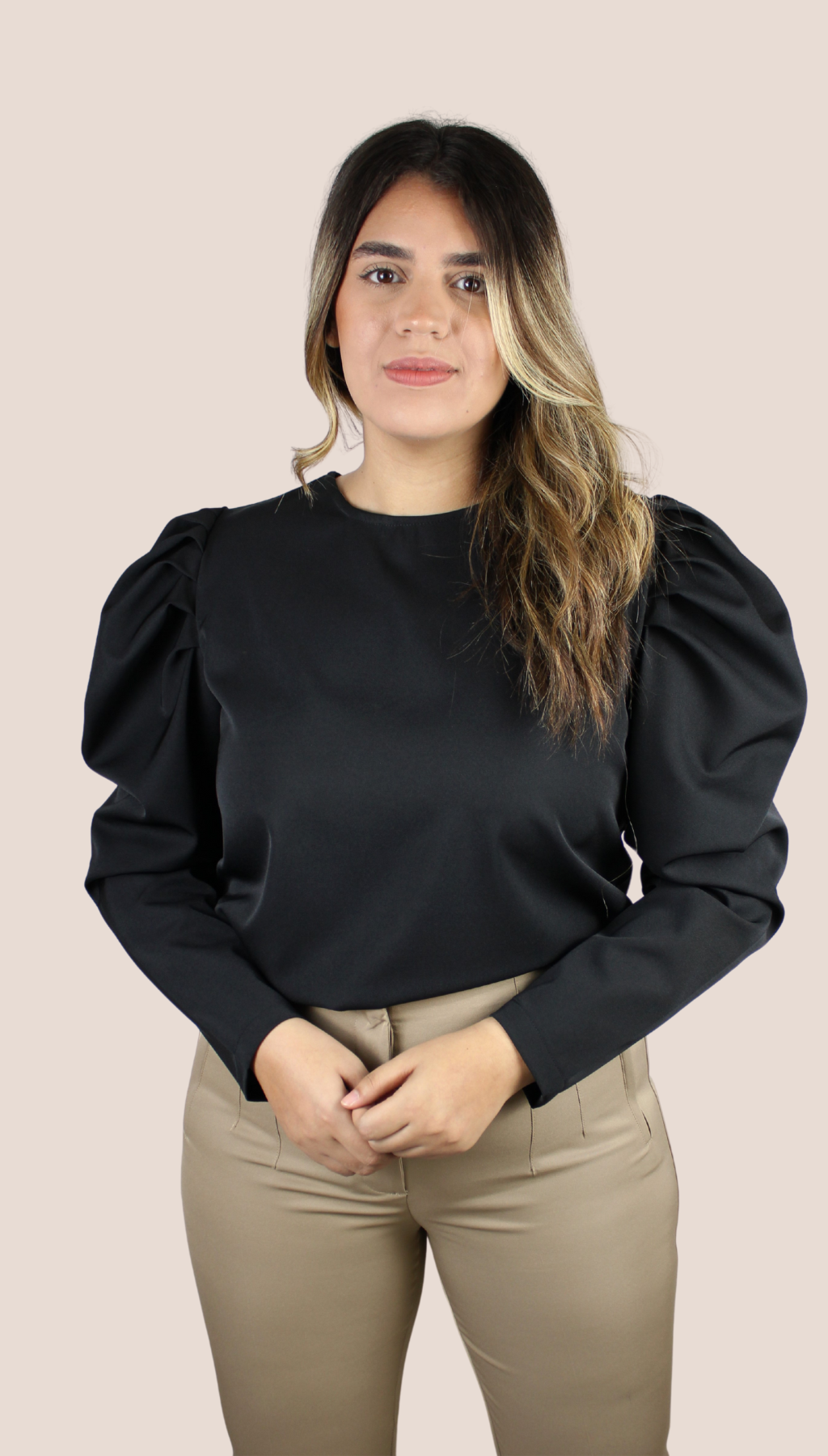 BLACK BASIC LONG BLOUSE
