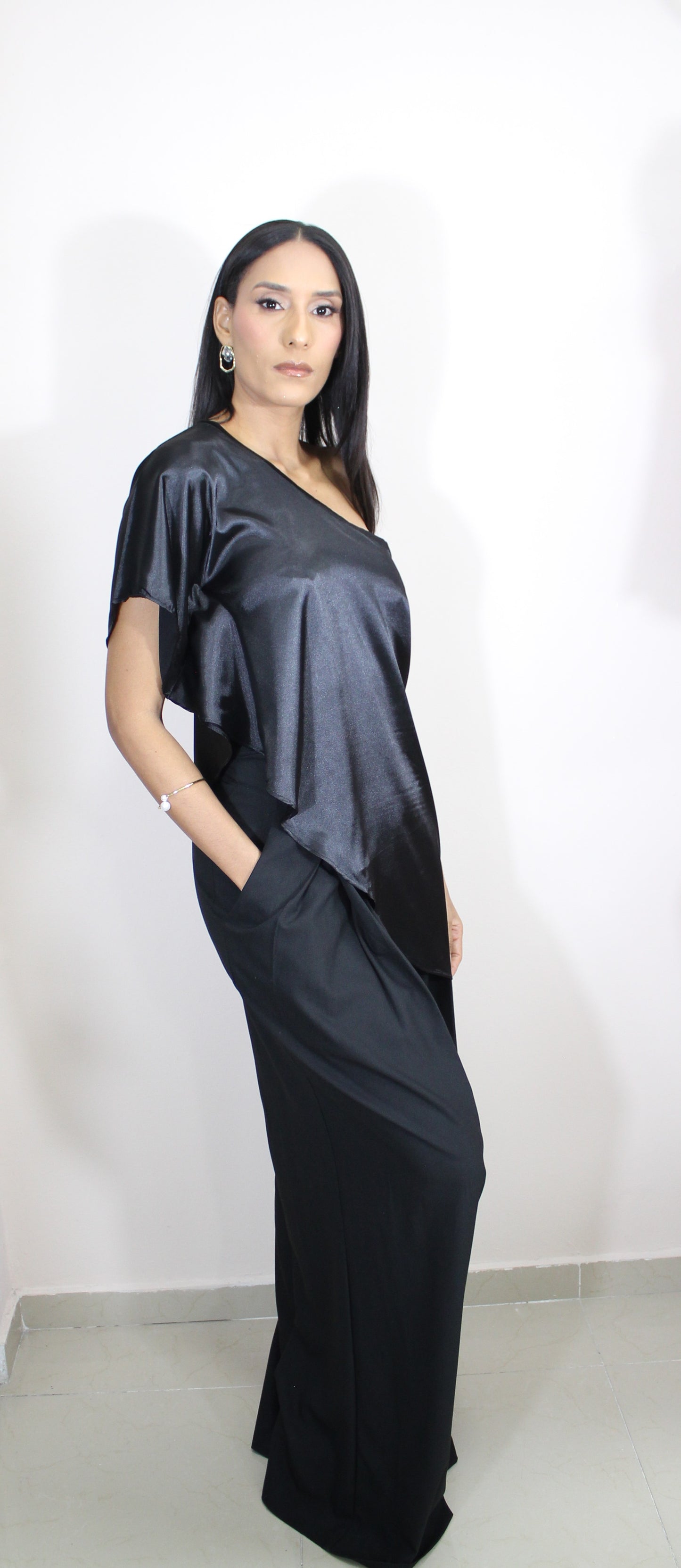 SATIN LONG NEGRO