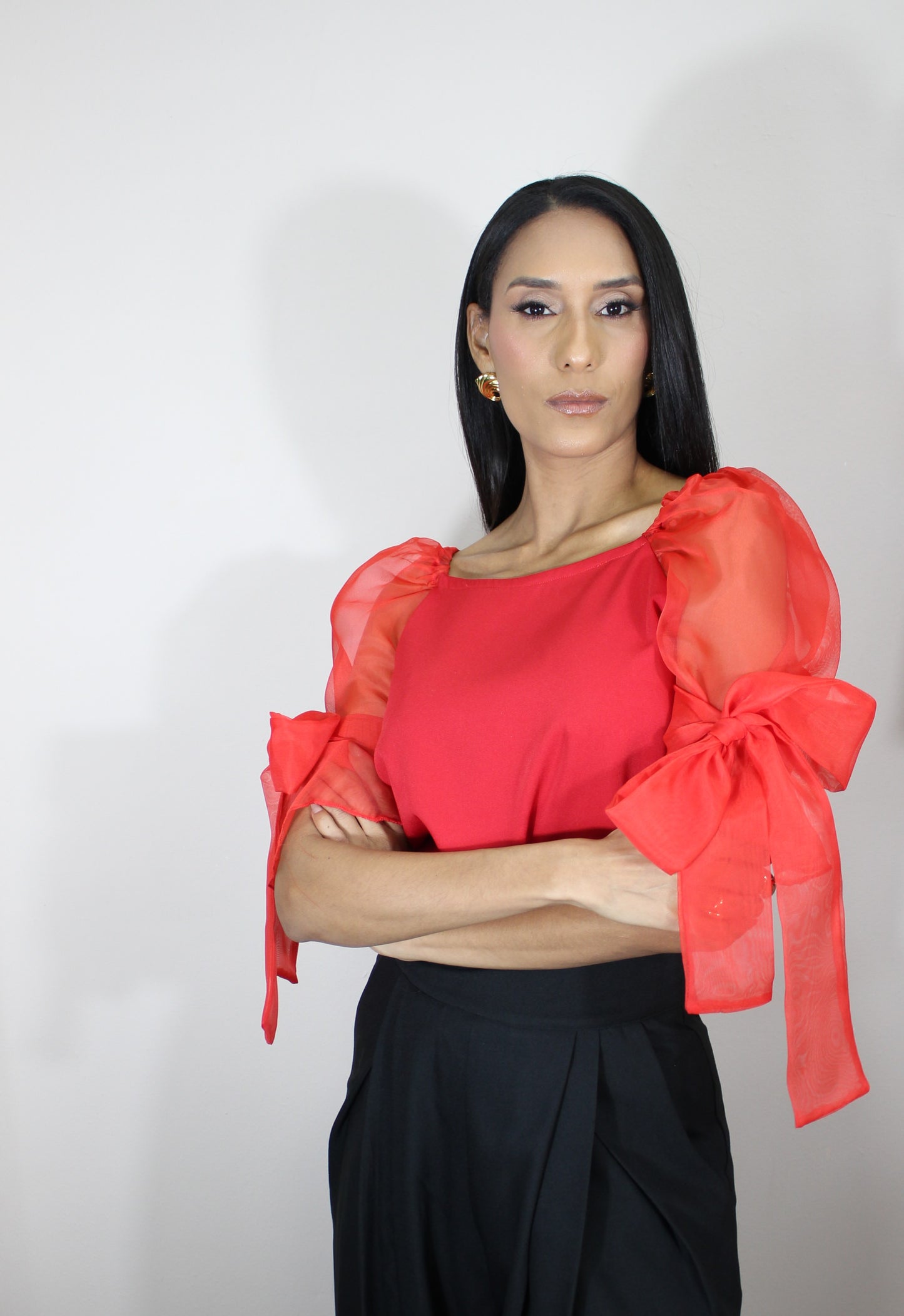 Lazada in red Blouse