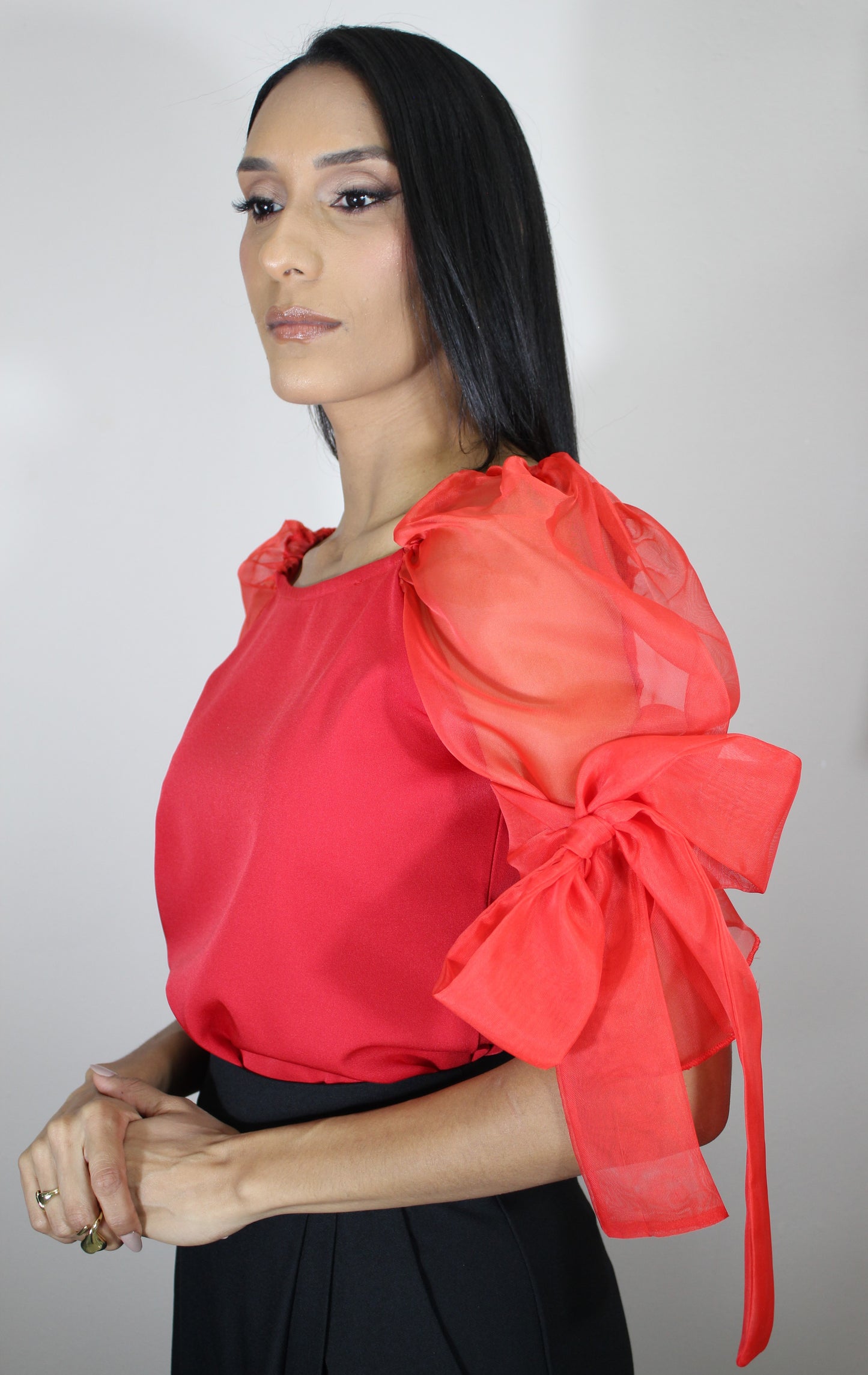 Lazada in red Blouse