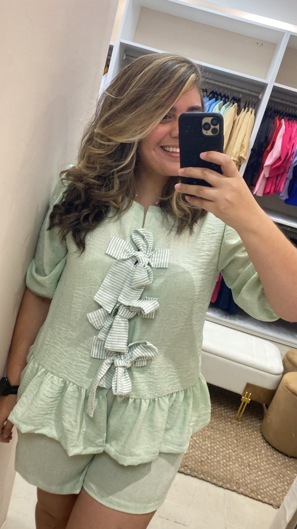 SET EN LINO VERDE MENTA