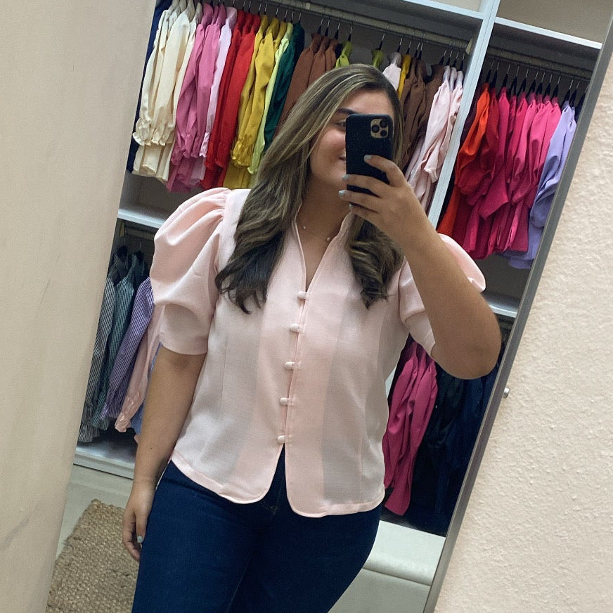 CAMISA BOTON FORRADO ROSA PASTEL