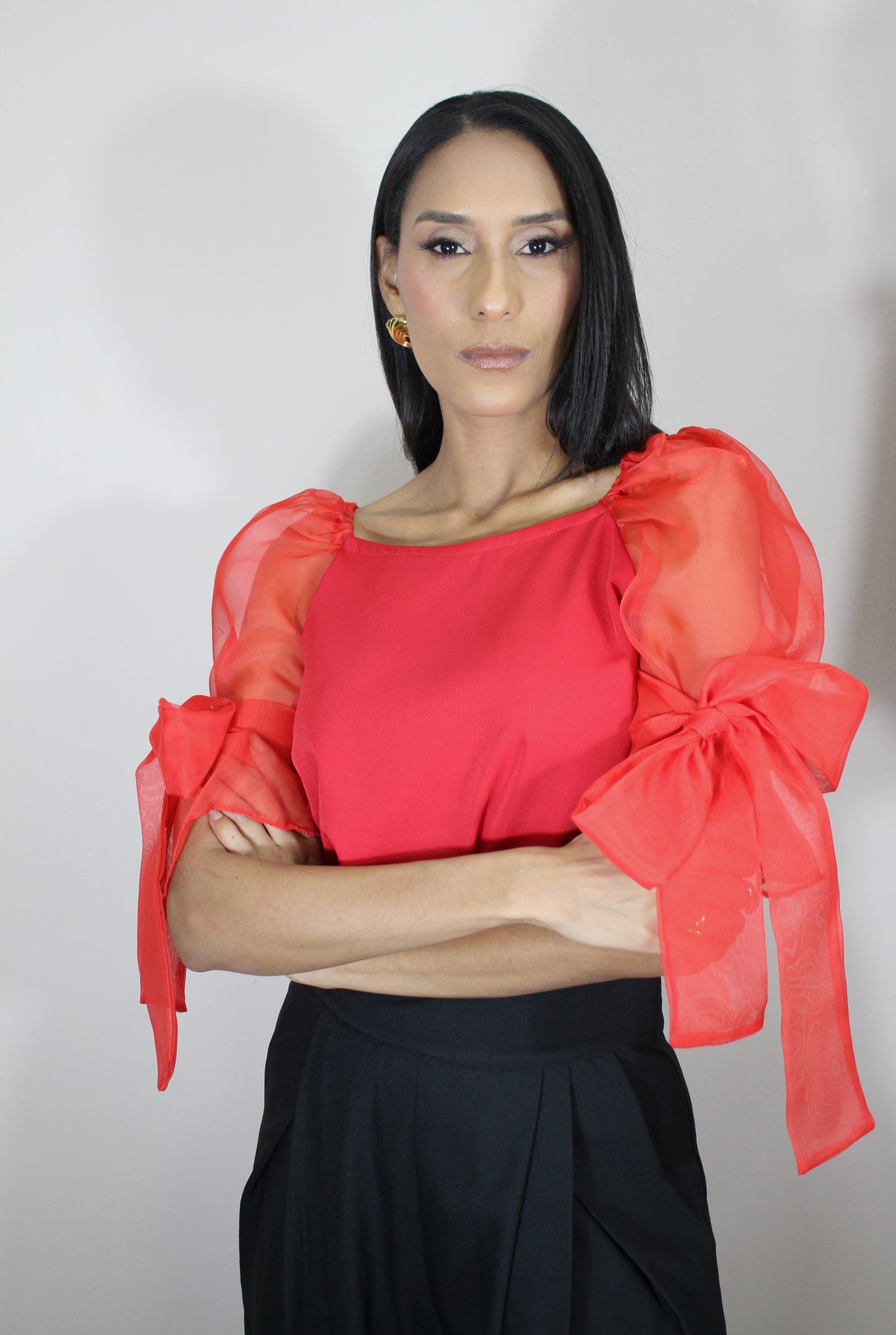 Lazada in red Blouse