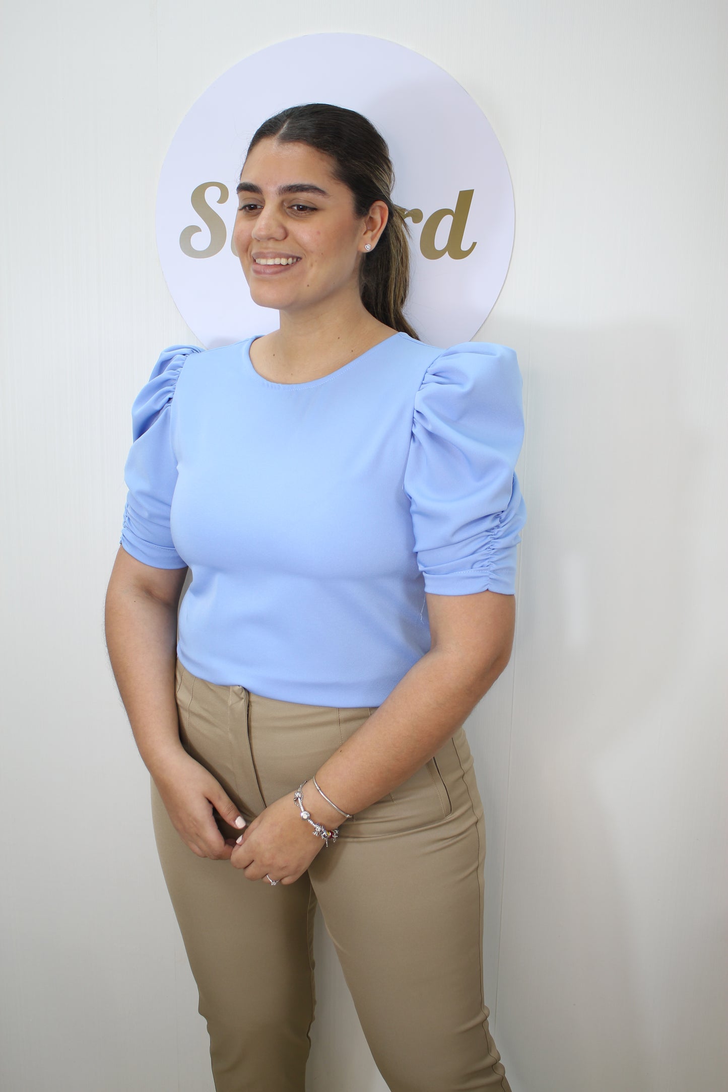 Blue Ruche Blouse