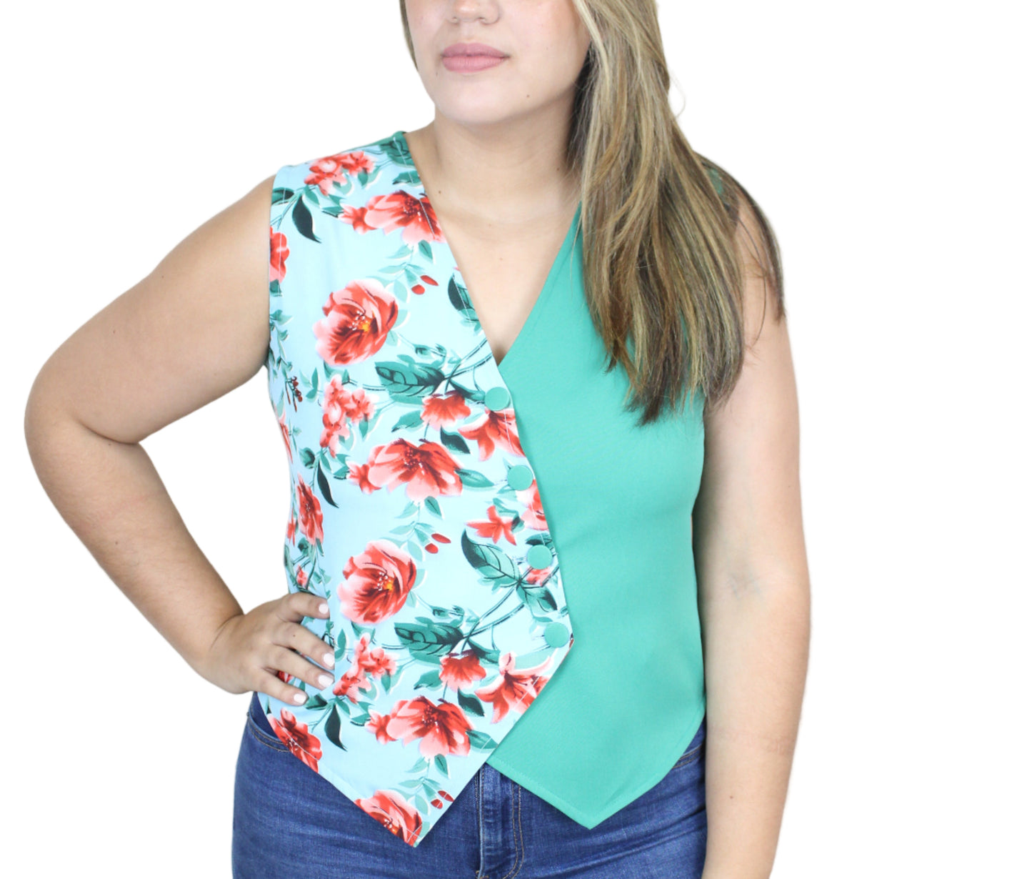 VEST verde combi flores