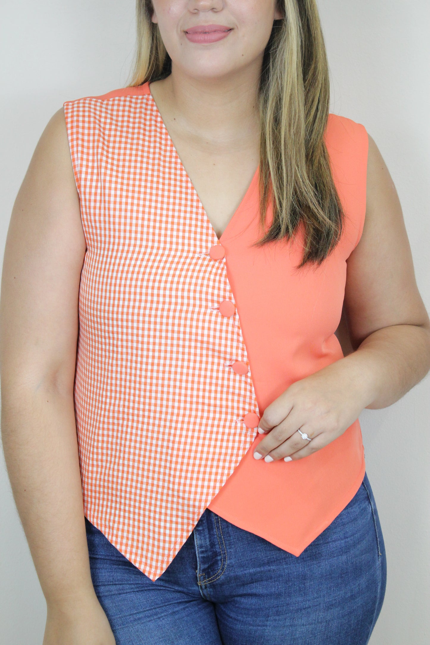 VEST coral Vichy