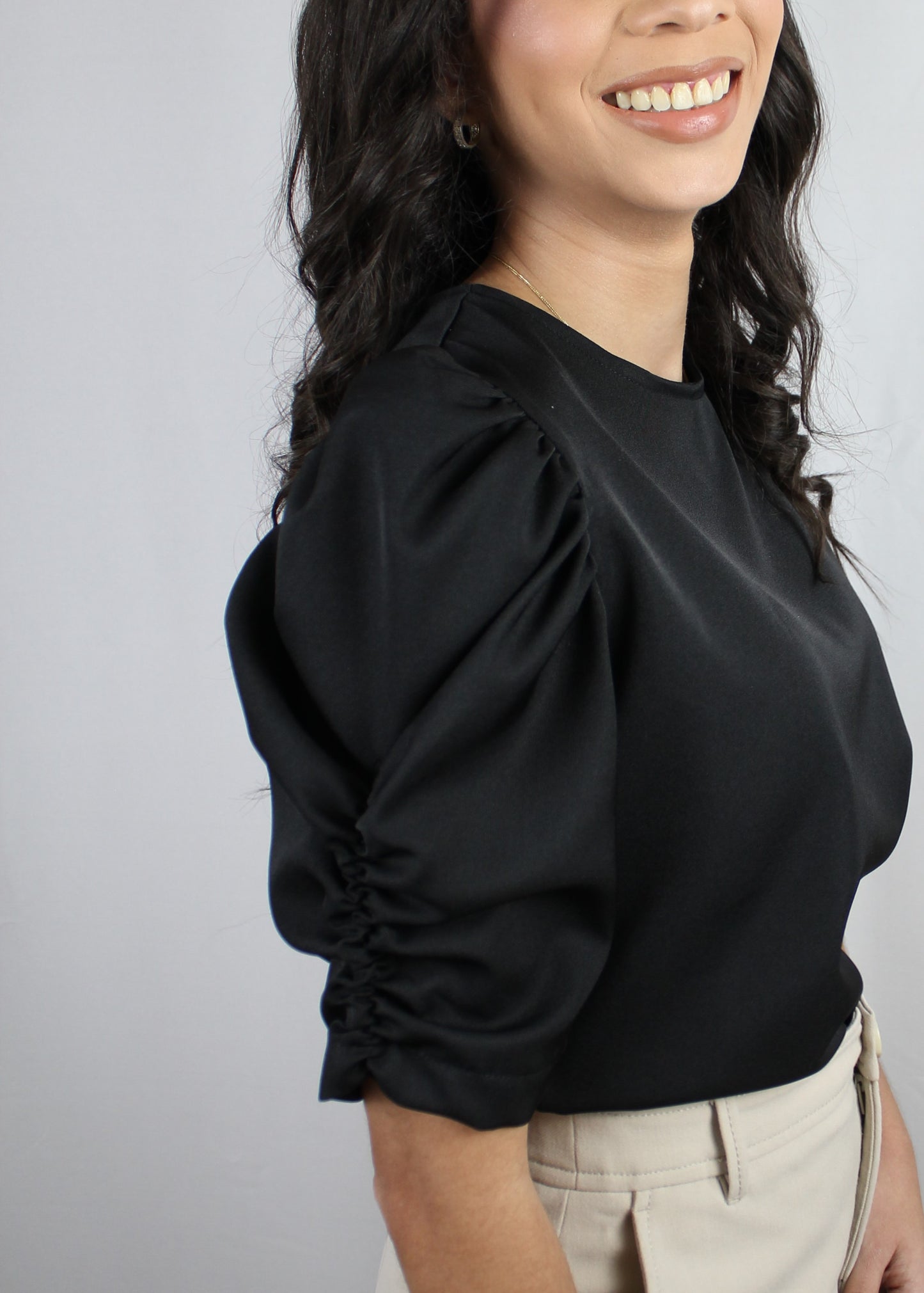 Black basic RUCHE Blouse