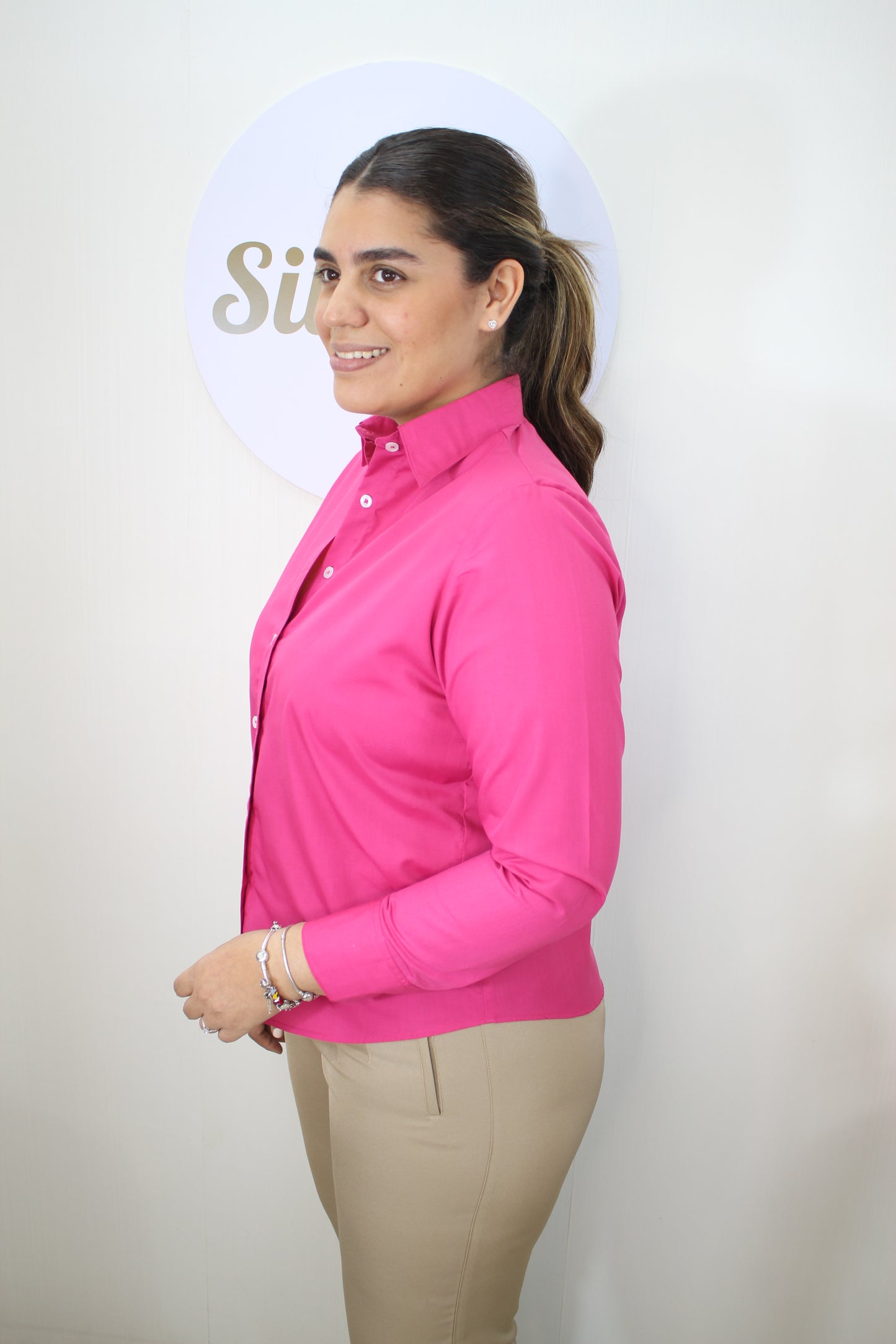 Rosado Fucsia Camisa Mangas Largas
