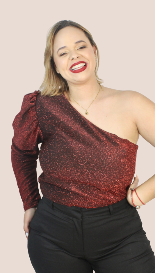 Rojo Asimétrico Blouse