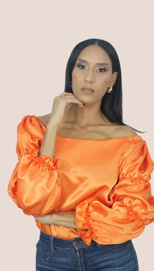 Orange Satin Blouse