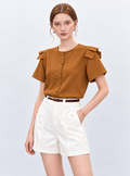 Camisa volante lino/rayon