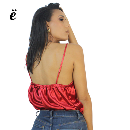 Red satin Top
