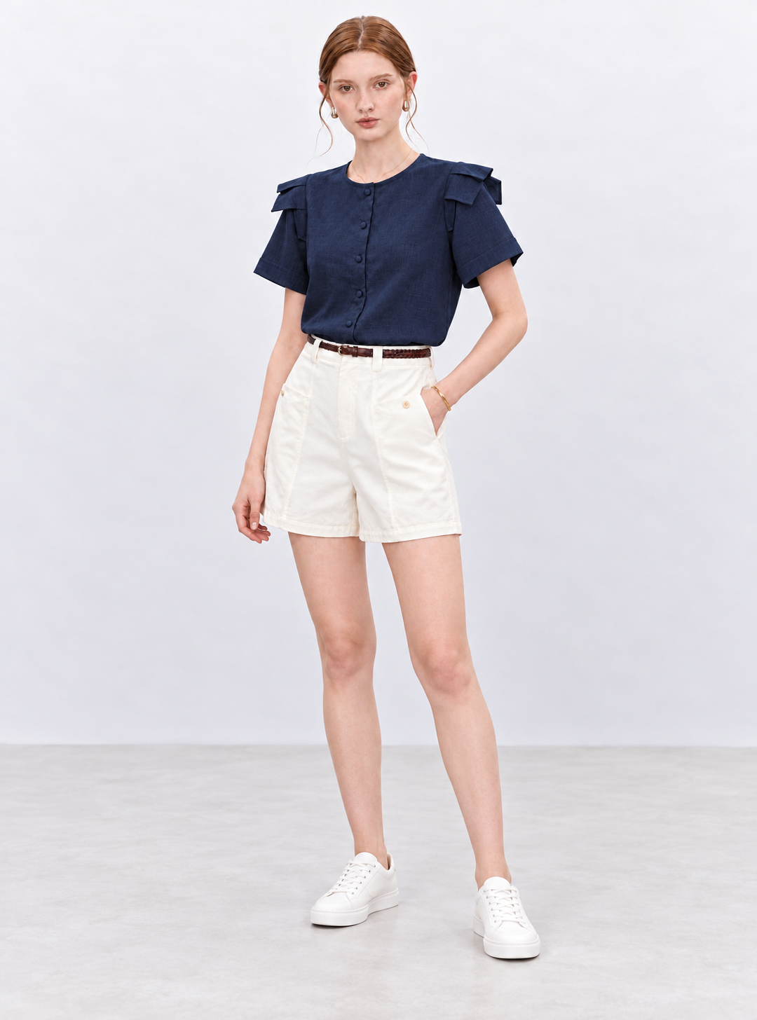 Camisa volante lino/algodon