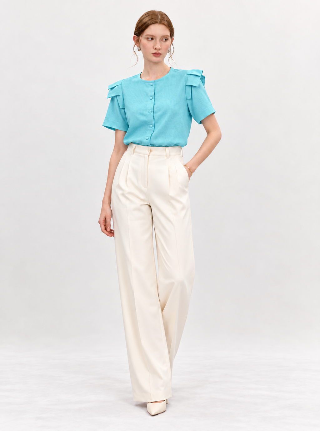 Camisa volante lino/algodon