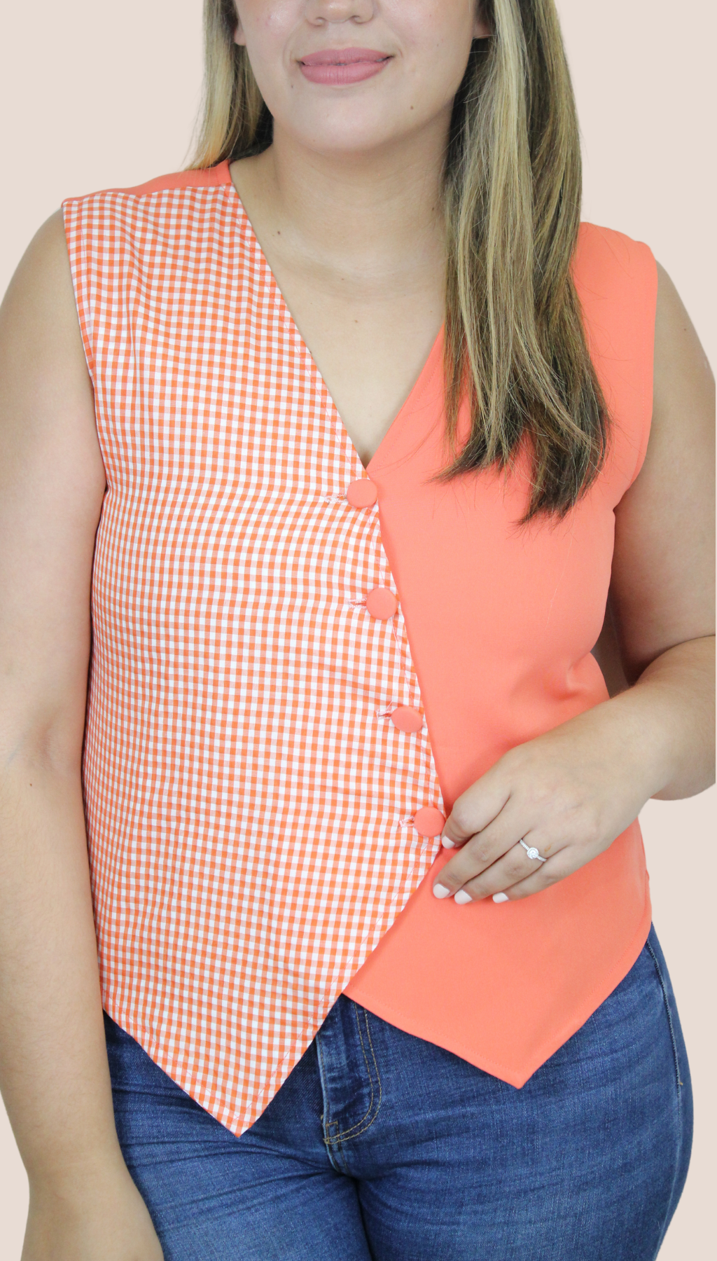 VEST coral Vichy