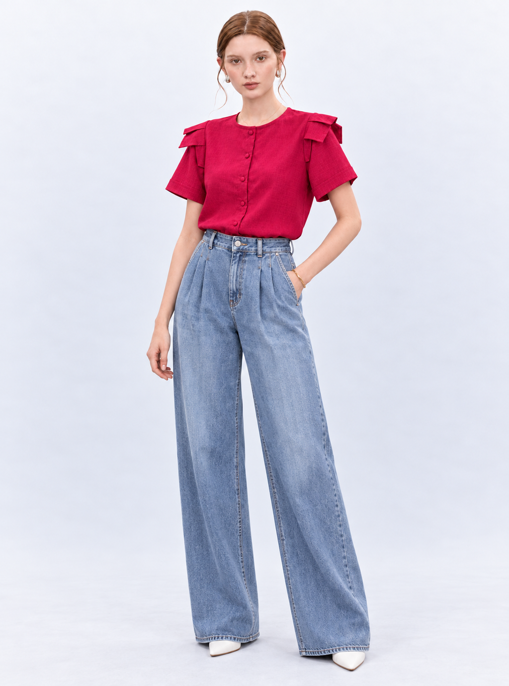 Camisa volante lino/algodon