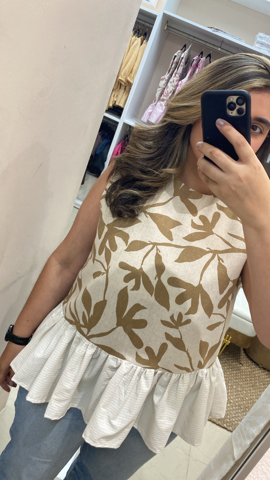 Peplum Top Beige