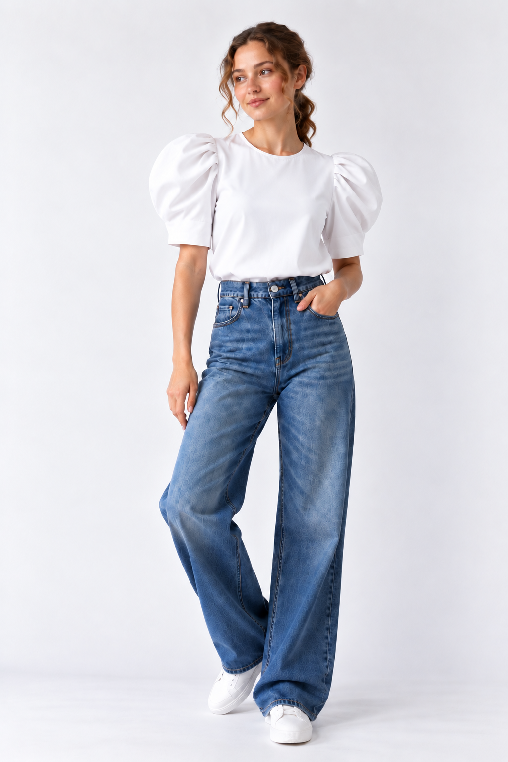 Blusa tachón 3/4 Blanca