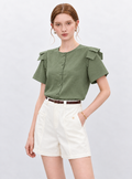Camisa volante lino/rayon
