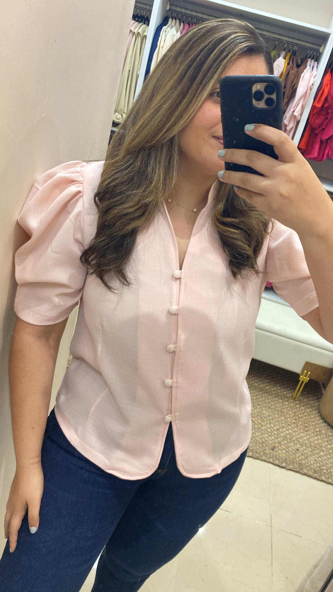 CAMISA BOTON FORRADO ROSA PASTEL