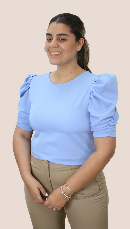 Blue Ruche Blouse