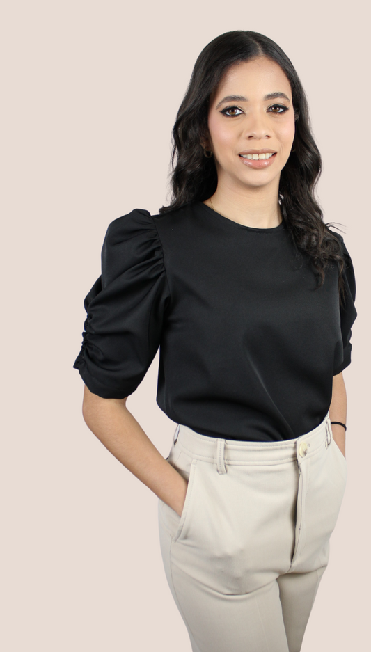 Black basic RUCHE Blouse