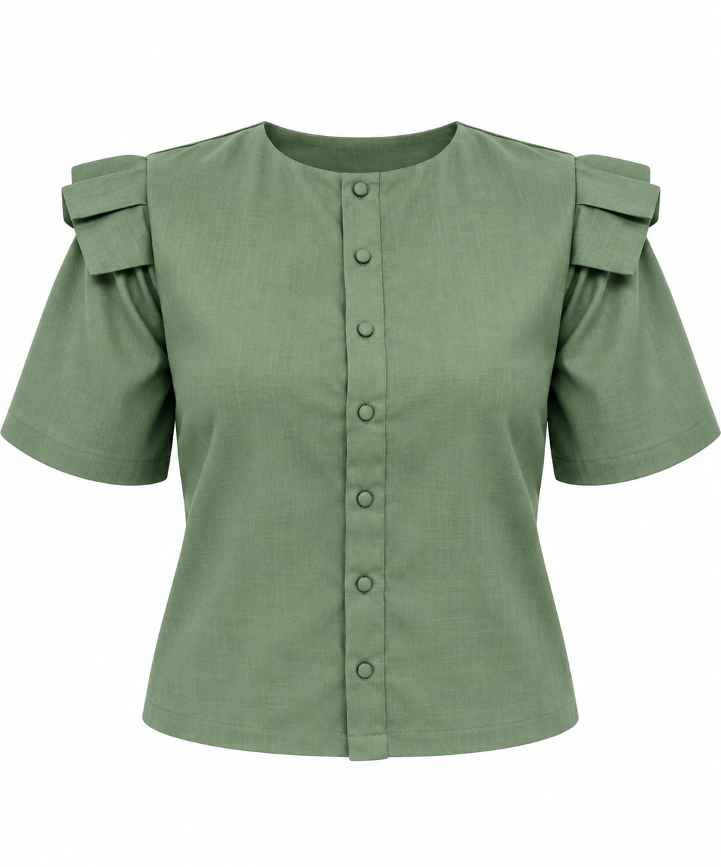 Camisa volante lino/rayon
