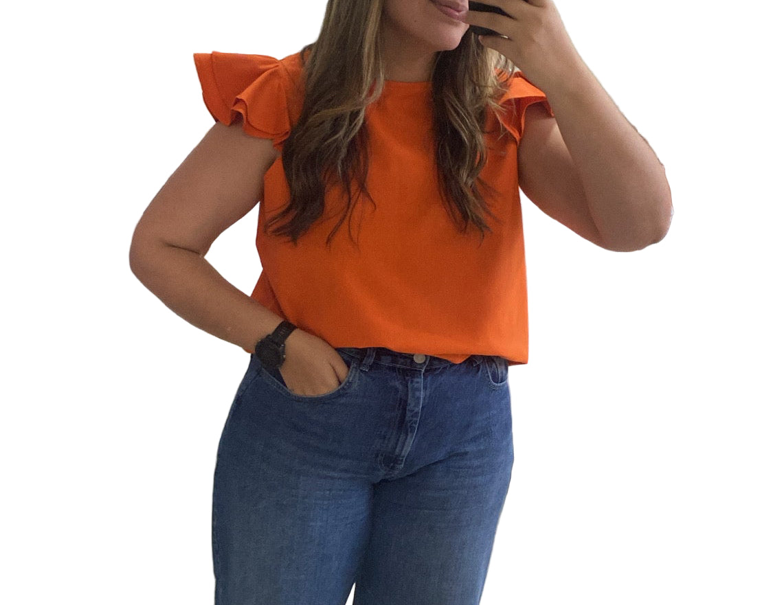 Volante orange en lino