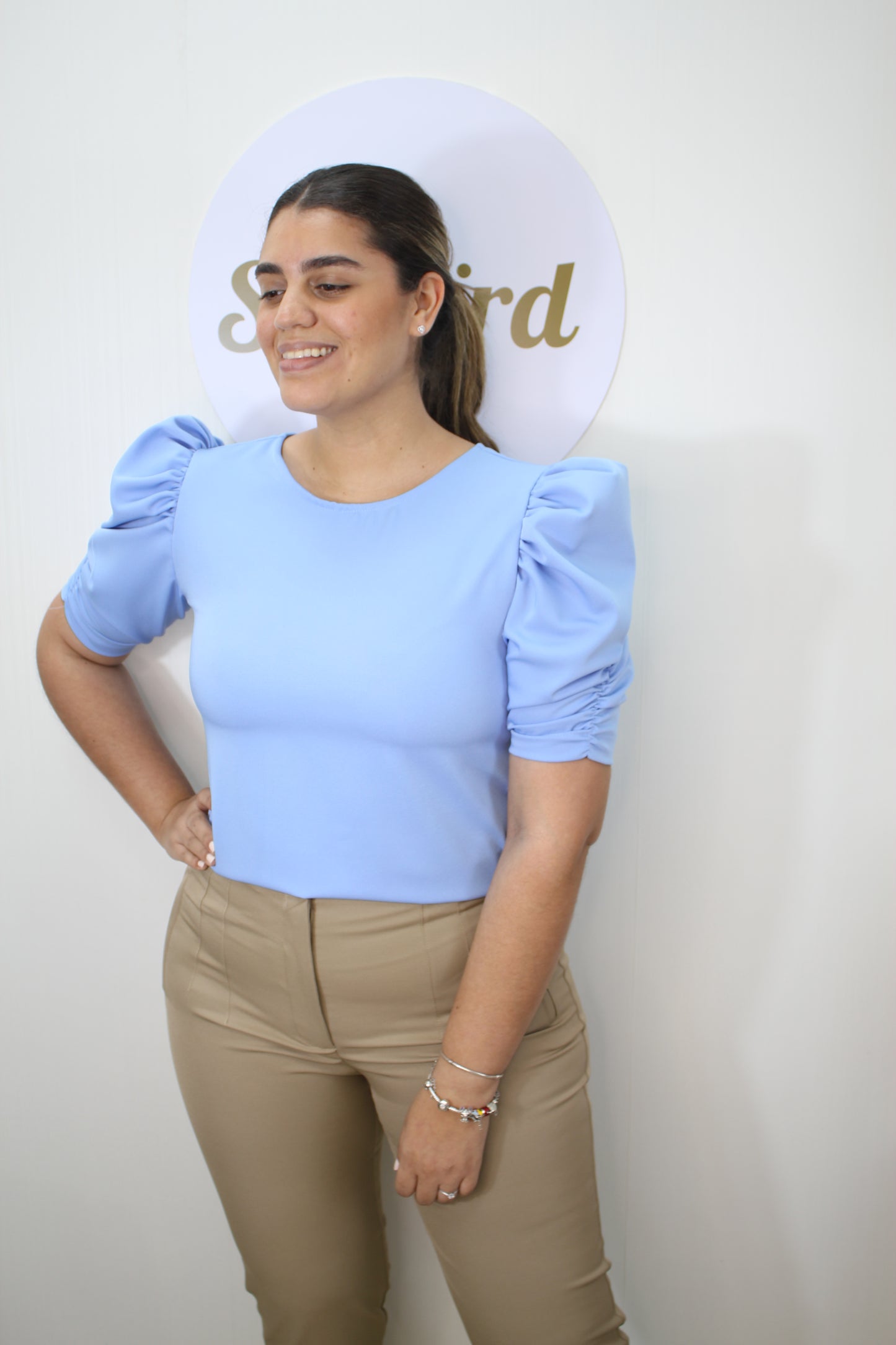 Blue Ruche Blouse