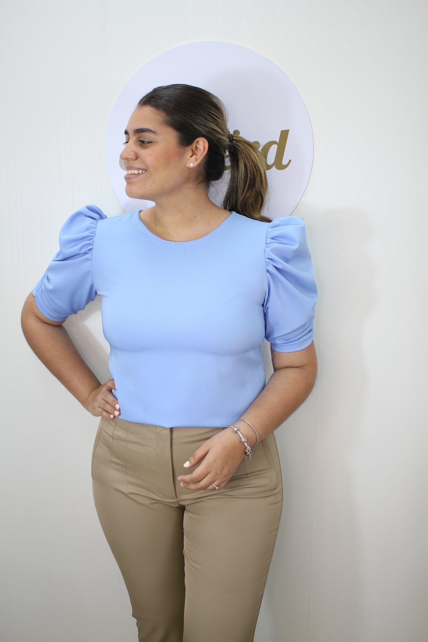 Blue Ruche Blouse