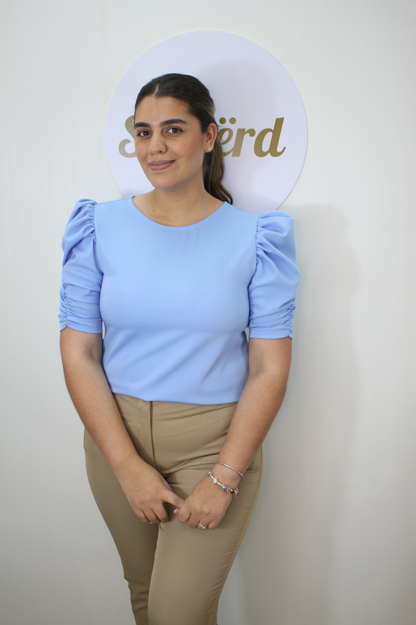 Blue Ruche Blouse
