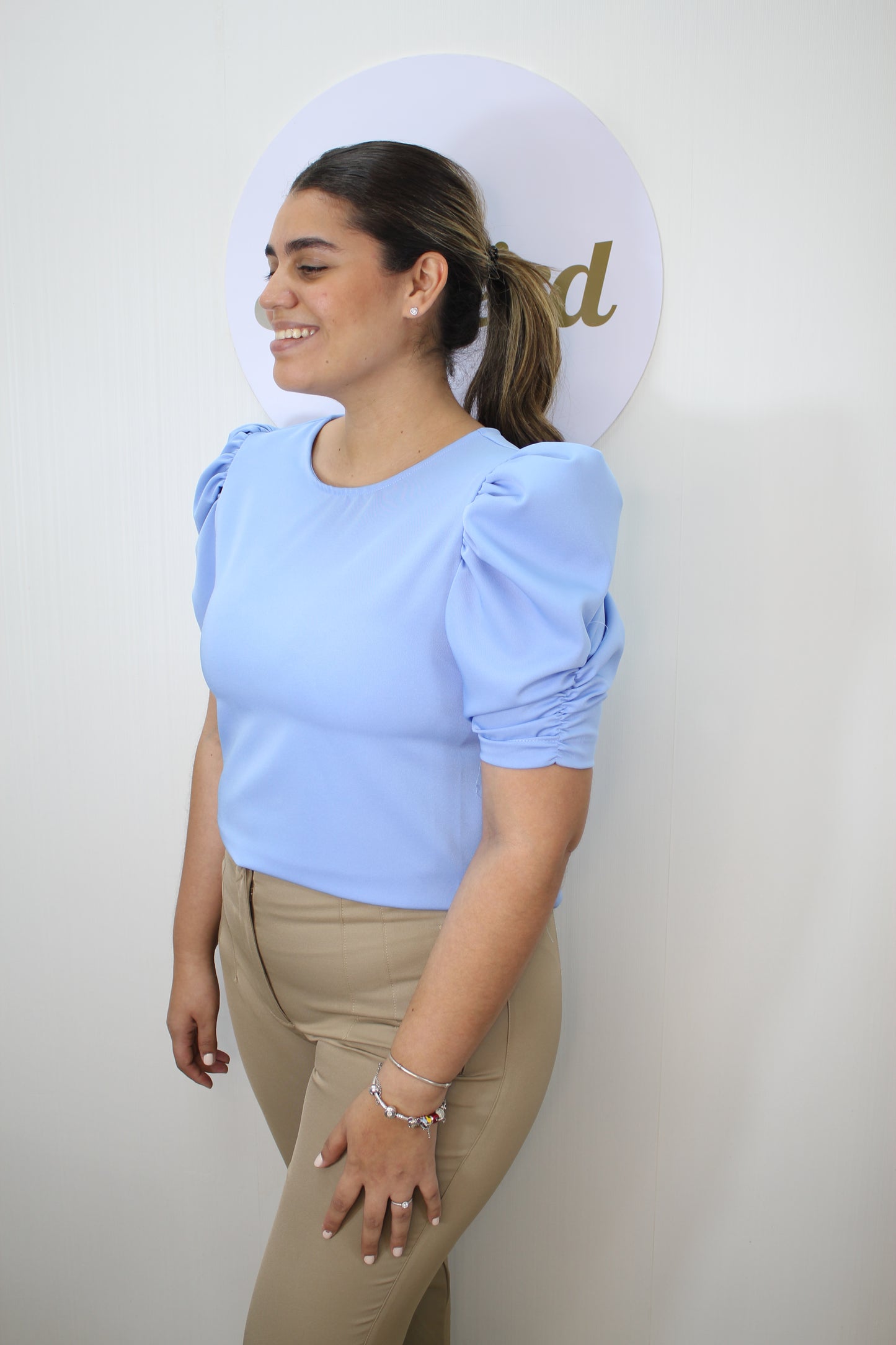 Blue Ruche Blouse