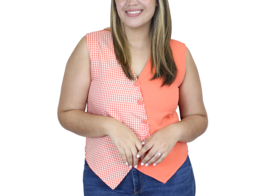 VEST coral Vichy