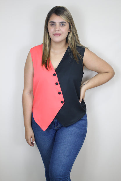 Vest Combi Black n Coral