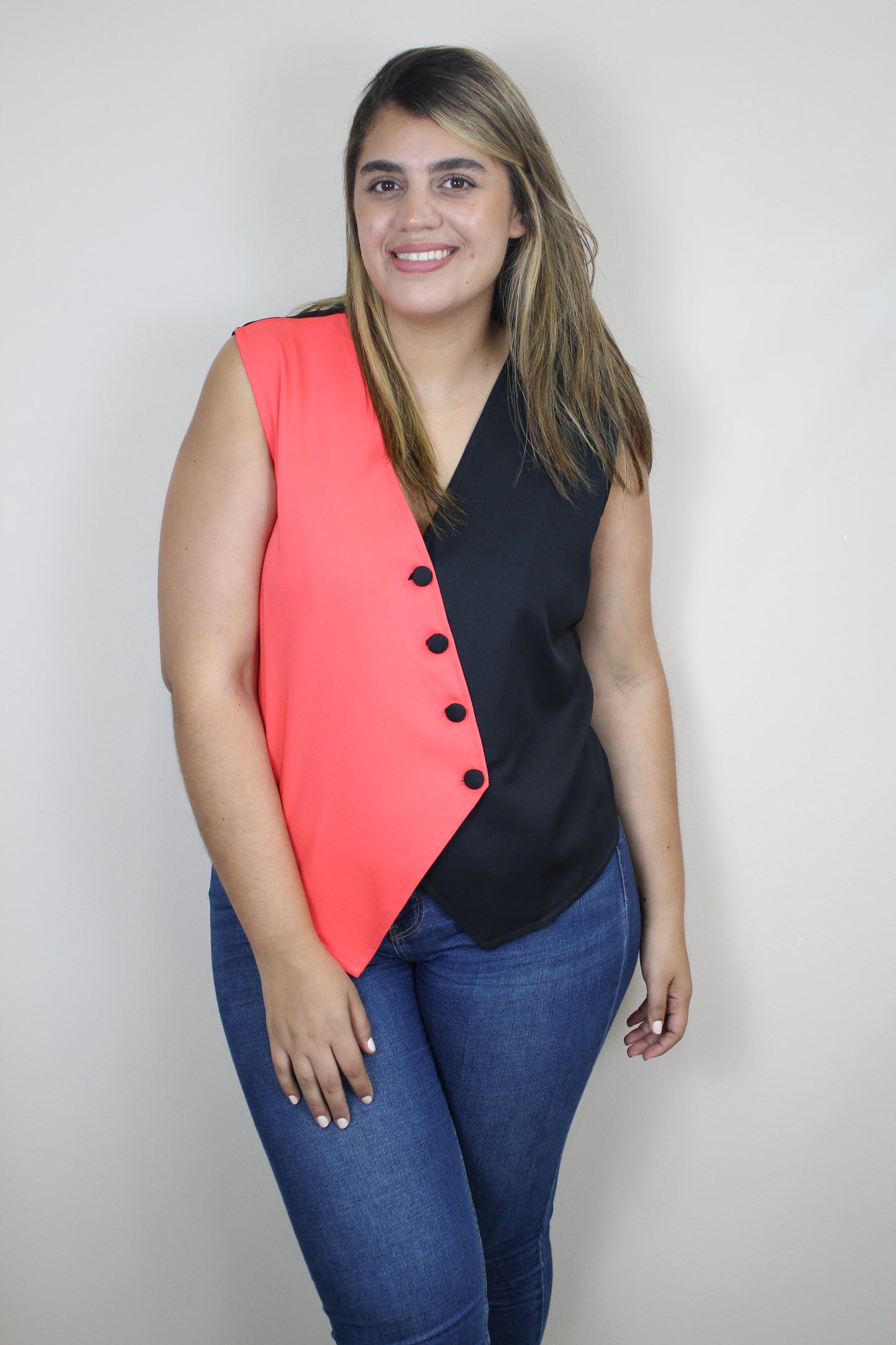 Vest Combi Black n Coral