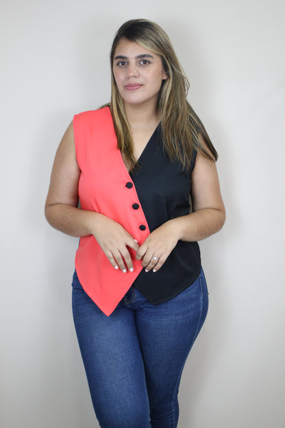 Vest Combi Black n Coral