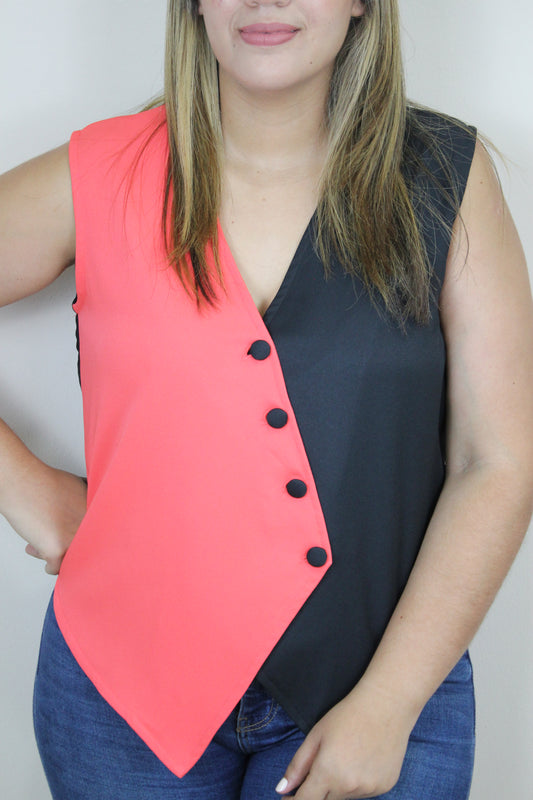 Vest Combi Black n Coral